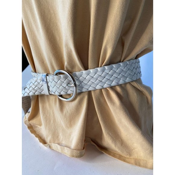 Talbots White Braided Leather Belt Sz Small - Picture 5 of 9